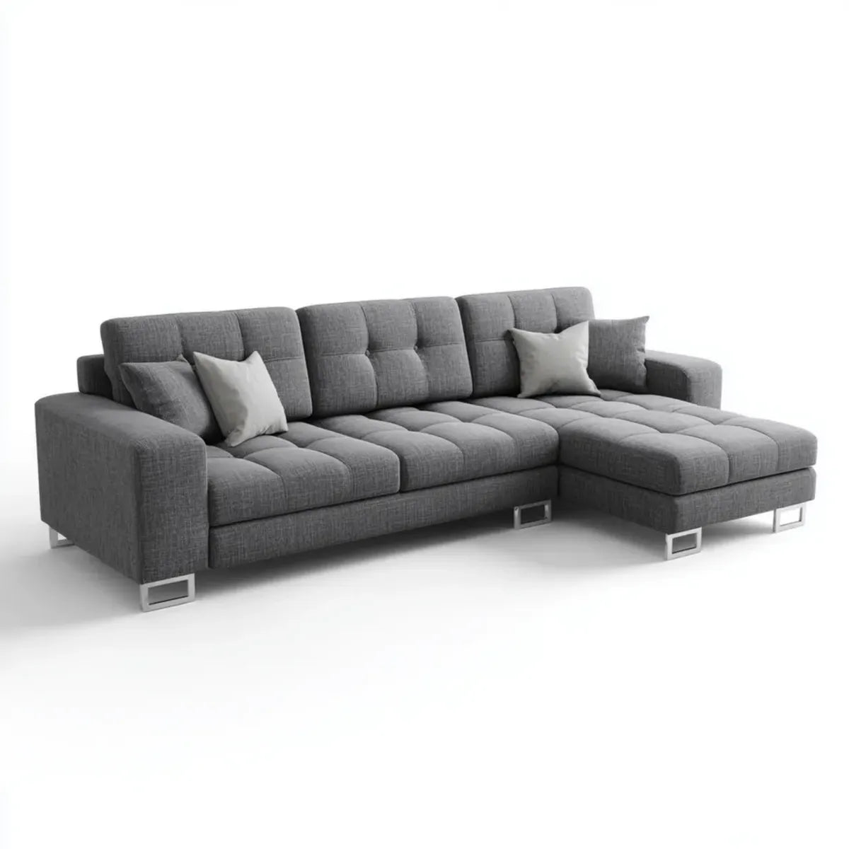 Divano angolare 4 posti grigio in poliestere a L 280 x 170 x 85 cm