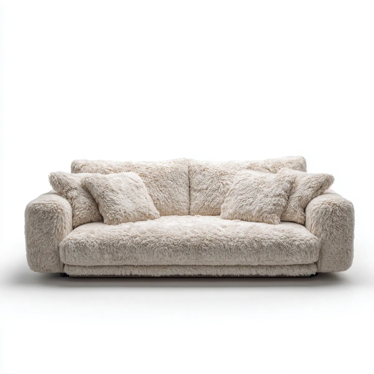 Divano 2 posti beige in pelliccia sintetica di poliestere 170 x 90 x 78 cm