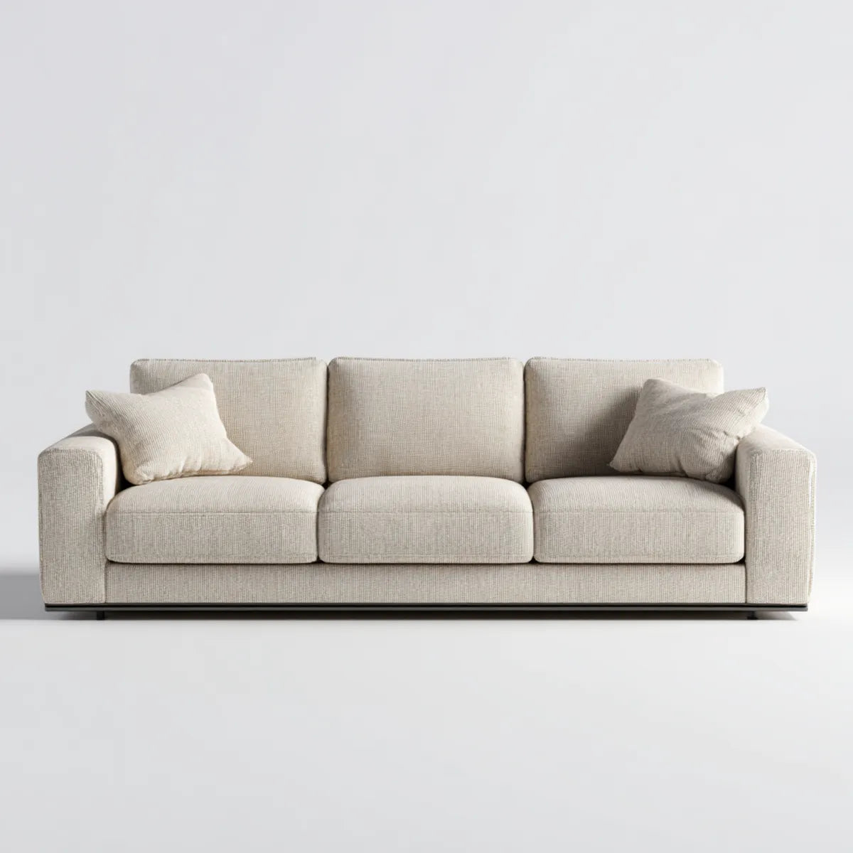 Divano 3 posti beige 220 x 90 x 85 cm in poliestere forma rettangolare