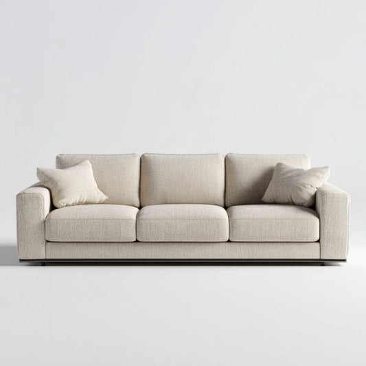 Divano 3 posti beige 220 x 90 x 85 cm in poliestere forma rettangolare