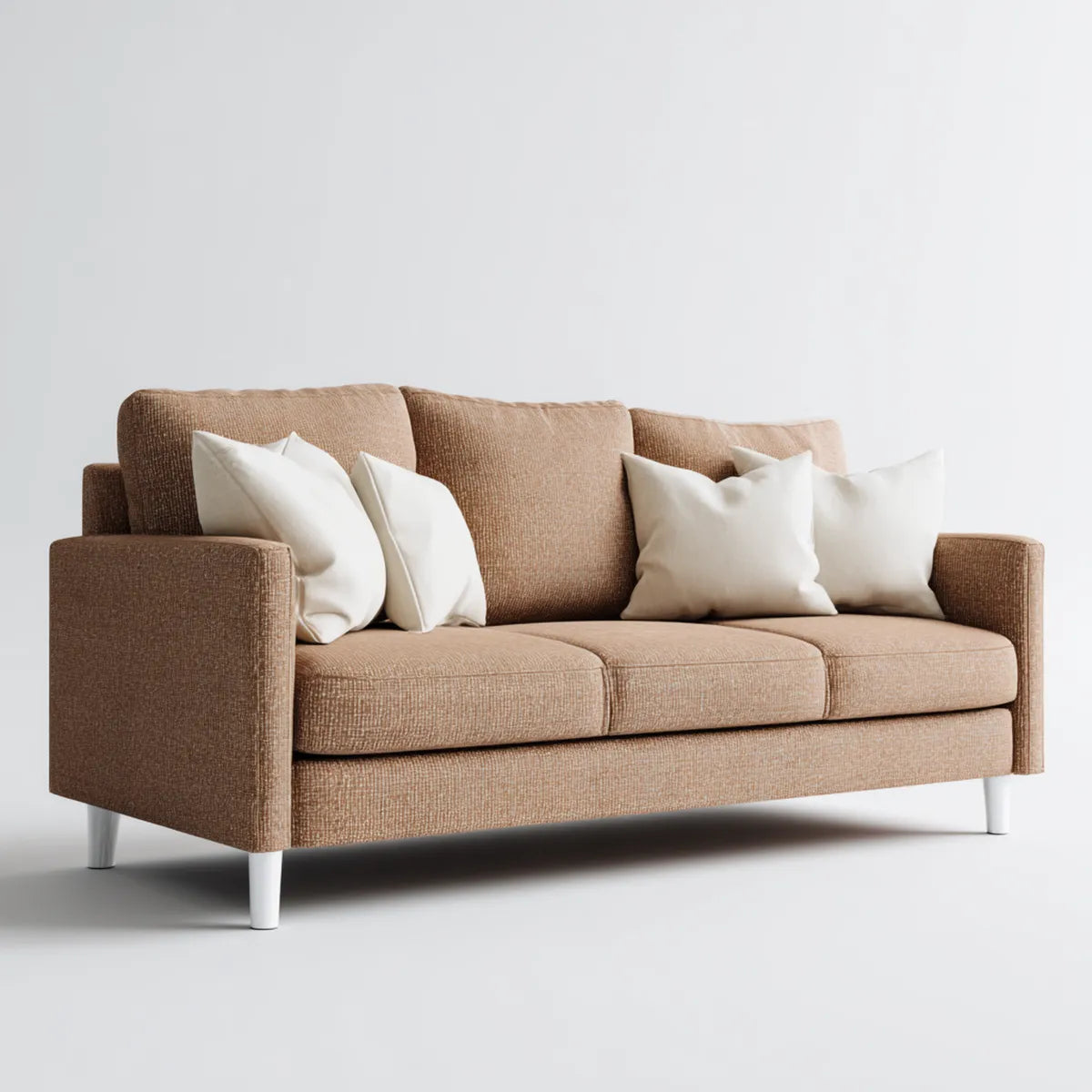 Divano 3 posti beige in poliestere 210 x 90 x 86 cm rettangolare