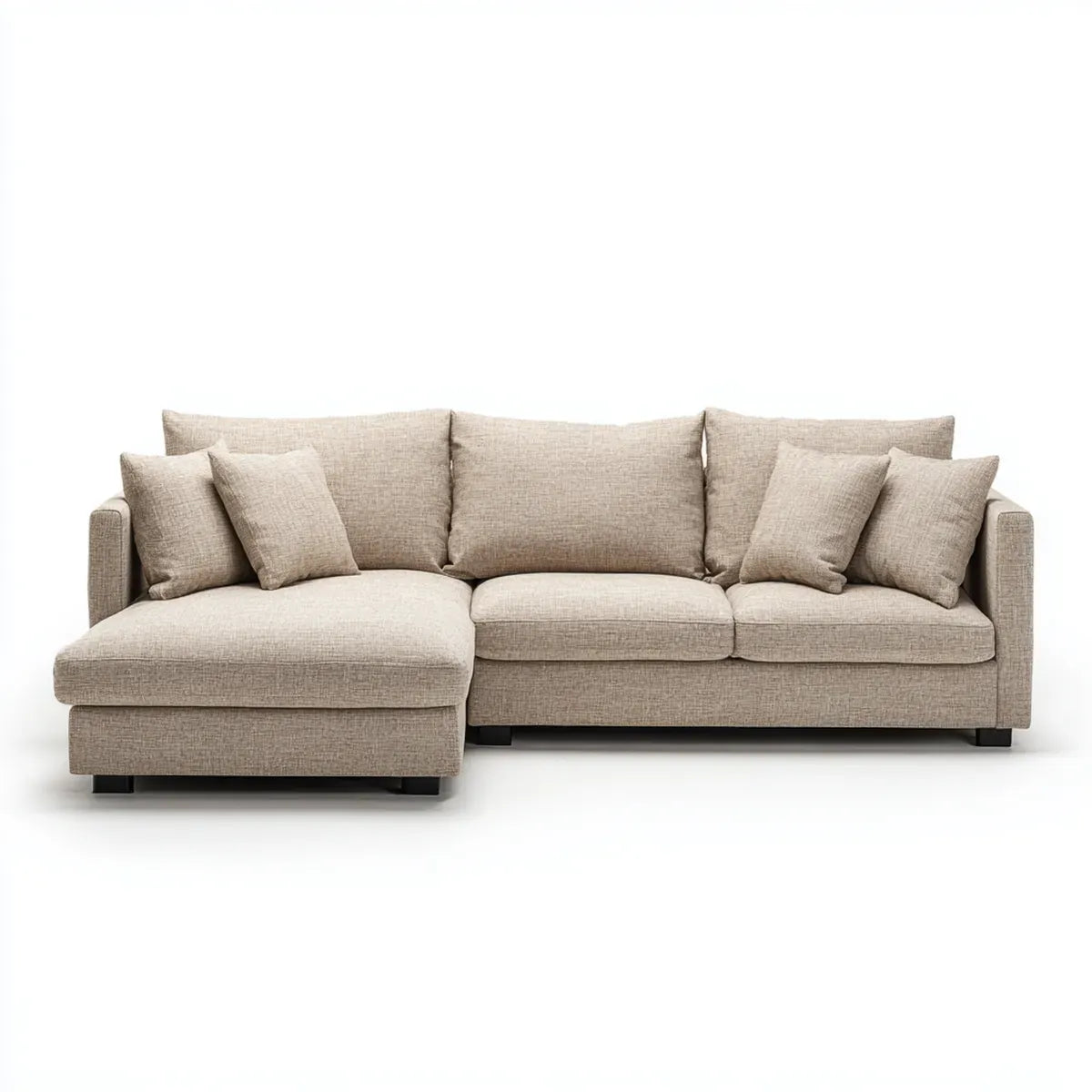 Divano angolare con chaise longue sinistra beige 260 x 160 x 85 cm in poliestere rettangolare
