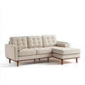 Divano angolare 3 posti con chaise longue destra beige in poliestere 230 x 150 x 85 cm a L