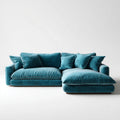 Divano angolare 4 posti blu petrolio in velluto di poliestere a L 280 x 165 x 85 cm