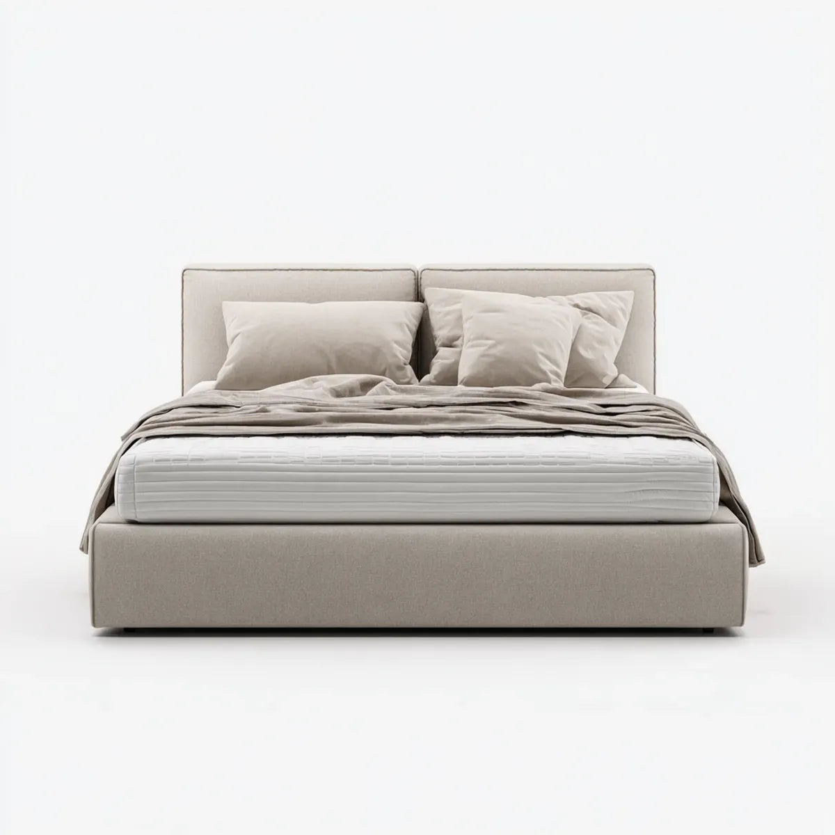 Letto matrimoniale imbottito tortora 180 x 200 cm in poliestere rettangolare