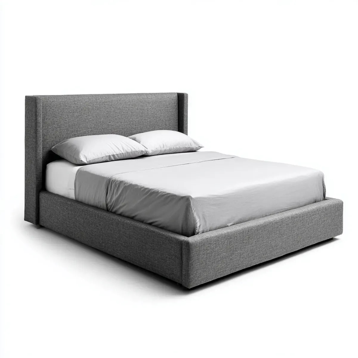 Letto matrimoniale imbottito grigio scuro 160 x 200 cm in poliestere rettangolare
