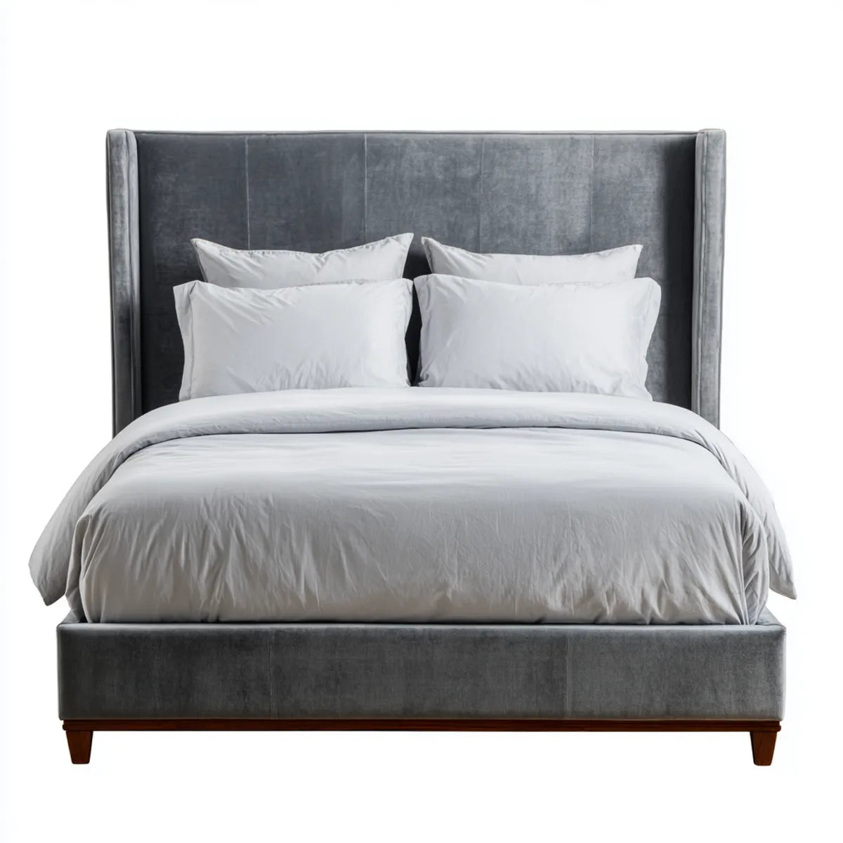 Letto matrimoniale imbottito grigio scuro 160 x 200 cm in velluto di poliestere con testiera alta alata