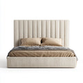 Letto matrimoniale imbottito beige 160 x 200 cm in poliestere rettangolare