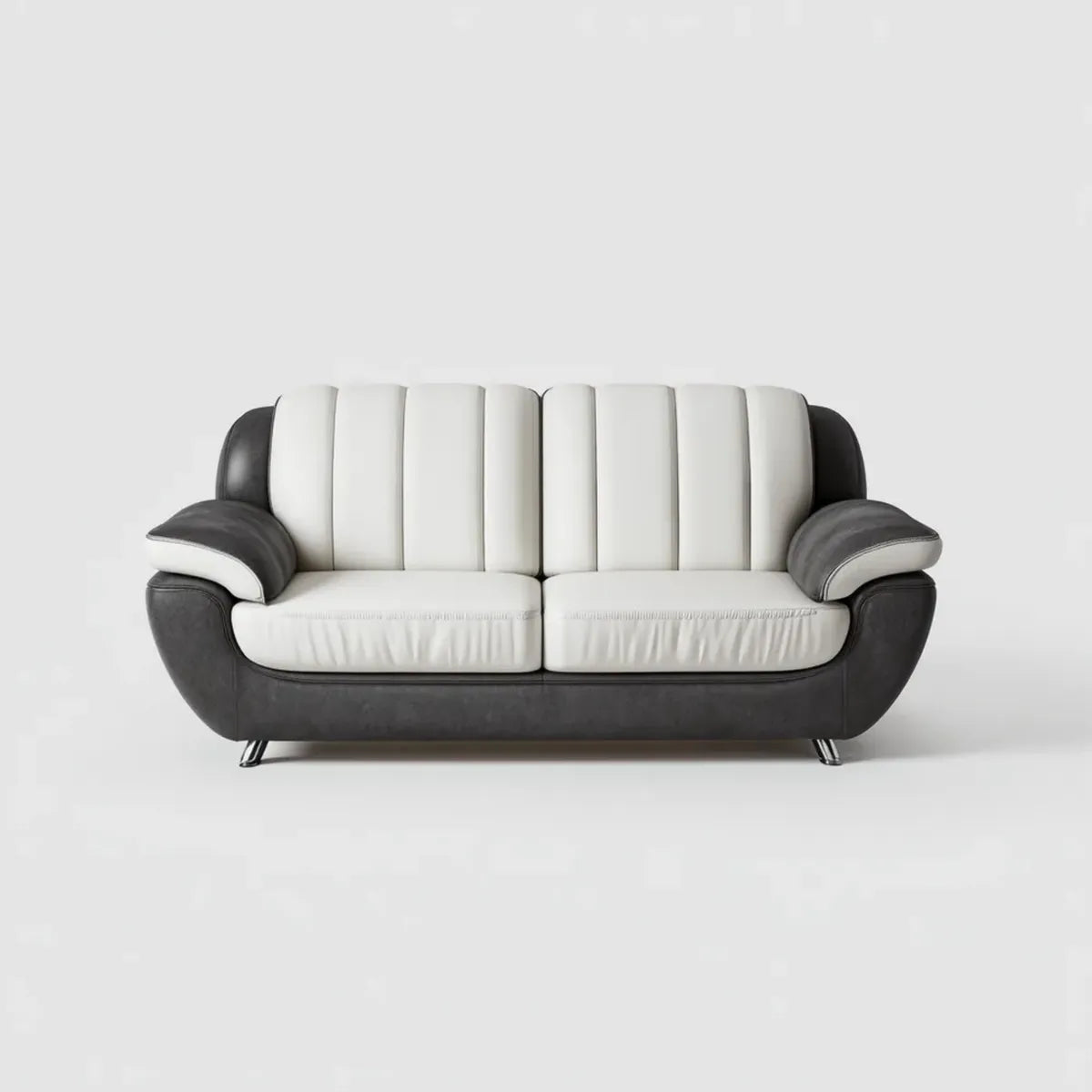 Divano 2 posti in similpelle PU bianco e nero 170 x 90 x 92 cm