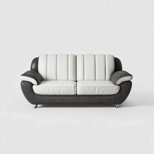 Divano 2 posti in similpelle PU bianco e nero 170 x 90 x 92 cm