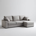 Divano angolare 3 posti grigio in poliestere a L 230 x 150 x 85 cm