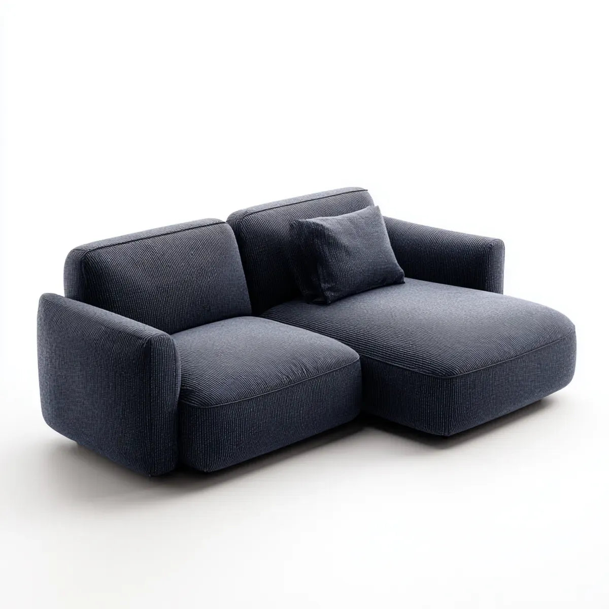 Divano modulare 2 posti con chaise longue blu scuro in velluto a coste 190 x 95 x 75 cm