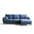 Divano angolare con chaise longue destra blu in velluto di poliestere 280 x 160 x 85 cm