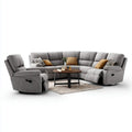 Set divano angolare reclinabile con poltrona grigio in poliestere 300 x 230 x 100 cm