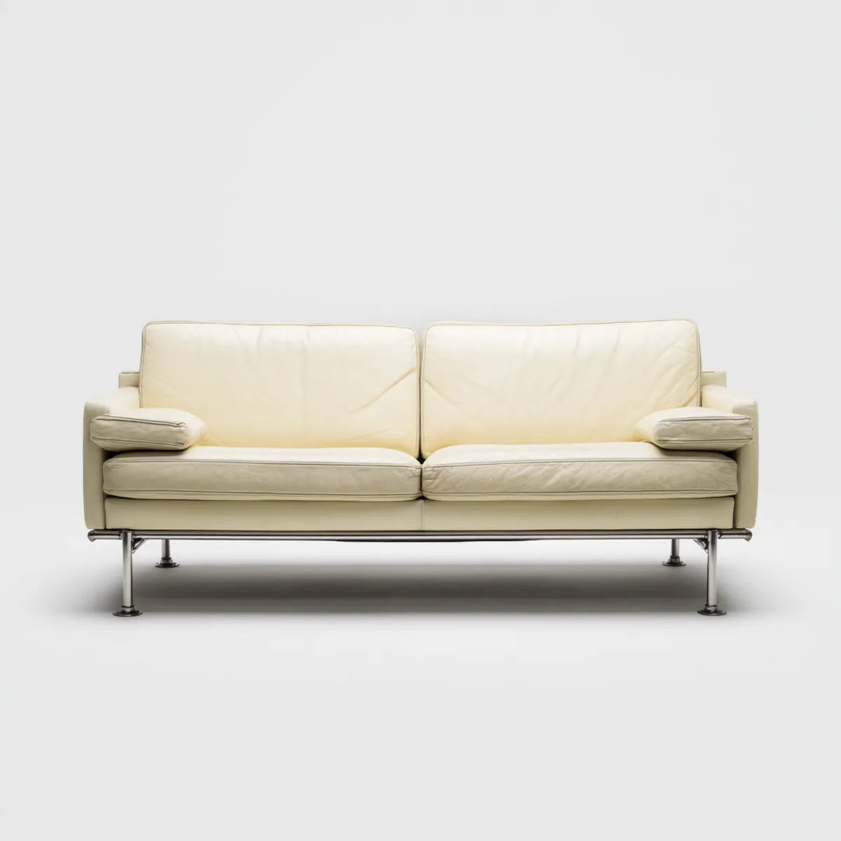 Divano 2 posti avorio 180 x 85 x 82 cm in pelle sintetica PU rettangolare