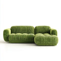 Divano angolare 3 posti verde oliva in velluto a coste di poliestere a L 250 x 155 x 78 cm